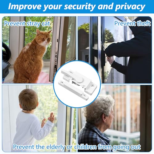 8 Pack Windows Sash Lock-Sliding Window Sash Locks for Single-Hung and Double-Hung Windows-White Cam Sash Locks for Vertical and Horizontal Sliding Windows ﻿