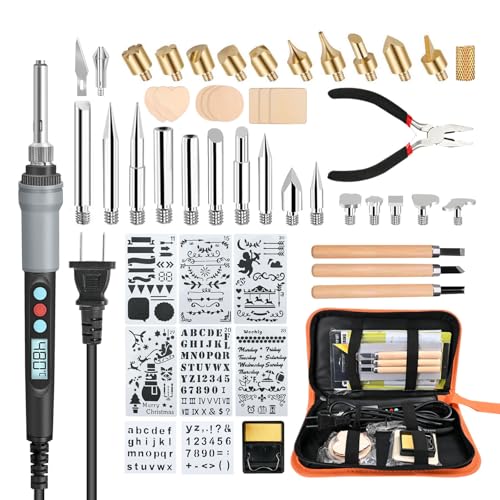 HANDSKIT 51PCS Wood Burning Kit, 90W Adjustable 180-480°C Pyrography Pen