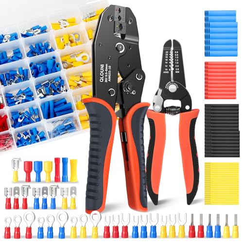 961PCS Insulated Terminal Connector Kit with Ratcheting Crimping Tool, 559PCS Wire Connectors, 400PCS Heat Shrink Tubing, 22-10 AWG, Wire Stripper Cutter - color: 961pcs