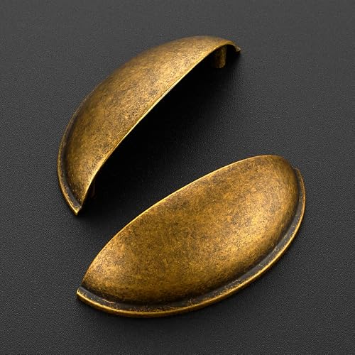 Ravinte Antique Brass Drawer Pulls Cabinet Cup Pulls 3 Inch 10 Pack | Kitchen Hardware, Cup Pull Shape, Cabinet Handles, Drawer Handles, Smooth Drawer Grip,For Dressers, Cupboards - color: Antique Brass