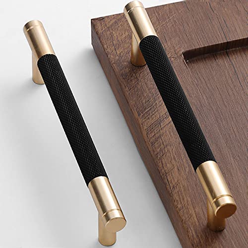 30 Pack 5 Inch 128 mm Knurled Cabinet Handles Cabinet Pulls Aluminum Handles Knurled Drawer Pulls Gold and Black Oxidation Finish with Diamond Pattern 6.2" Length (5" Hole Center) - color: Gold Black, size: 5 Inch