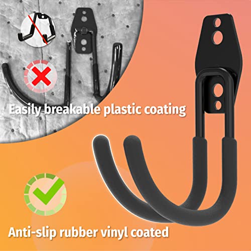 HUHOLE 14PC Garage Hooks Heavy Duty, Utility Garage Storage Hooks, Wall Mount Garage Hooks with Anti-Slip Coating for Hanging Ropes, Bikes, Ladders and Bulk Items. - style: Garage Hook Kit 14 PC