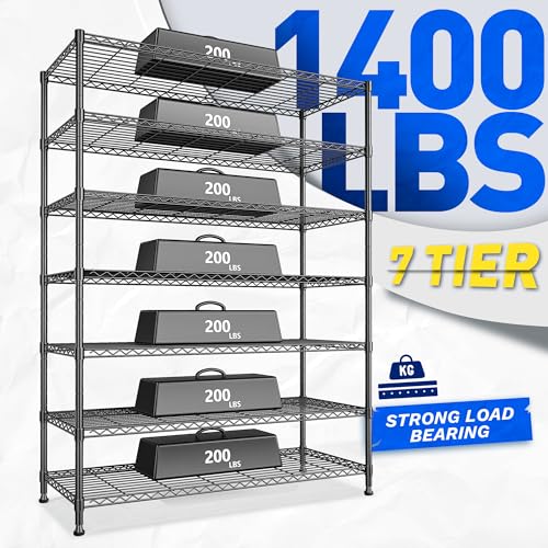 DurayLoly 82.6" H 7-Tier Metal Shelving Unit 1400LBS Adjustable Shelves - size: 45" W x 82.6" H x 13.5" D