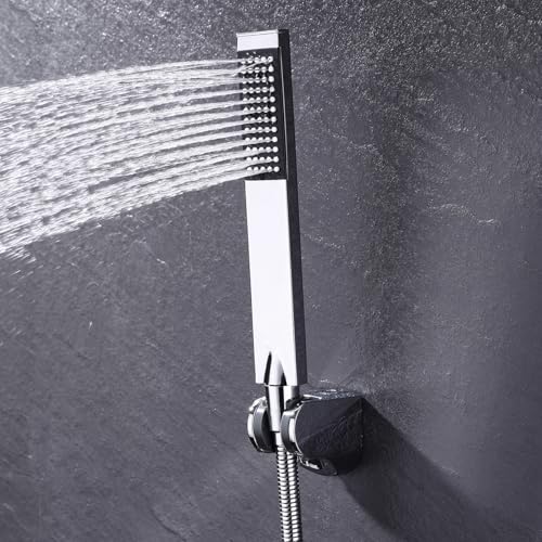 KES Brass Shower Head HandHeld Shower Wand, 1.5-Meter Long Hose Square - color: Polished Chrome