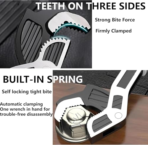 Self Adjusting Pipe Wrench, 6” 8” 10” 12" Pipe Wrench Set, Plumbers Wrench with Self Tightening Function for 9/32" to 1-11/16" (7-43mm) Pipe Fittings, Standard Nuts and Irregular Nut