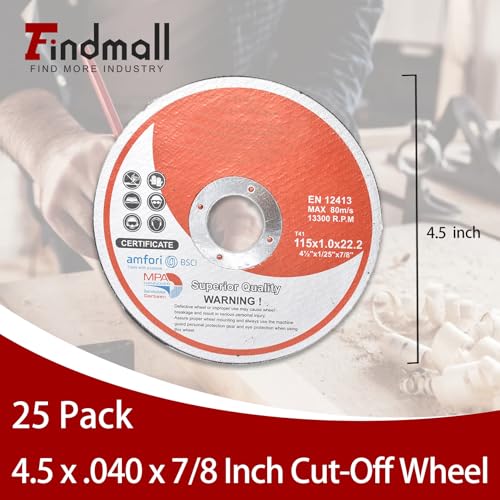 25 Pack 4.5" x.040 x7/8" Cut-Off Wheel - Metal & Stainless Steel Cutting Discs - size: 25pcs 4-1/2"*0.040"*7/8"