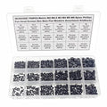 750PCS Metric M2 M2.5 M3 M4 M5 M6 Nylon Phillips Pan Head Screws Hex Nuts Flat Washers Assortment Kit(Black) - size: M2, M2.5, M3, M4, M5, M6