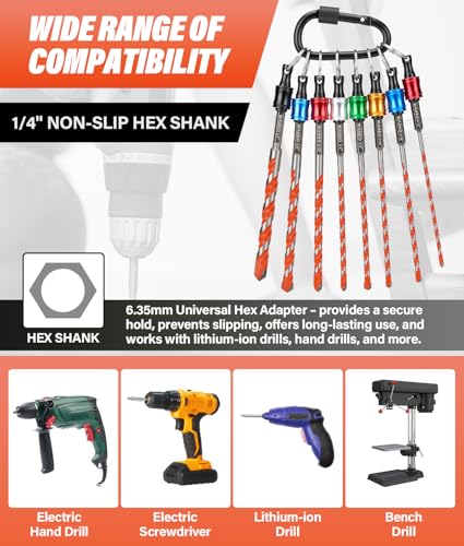 17pcs Concrete Hex Shank Carbide Drill Bits Set with Bit Holder