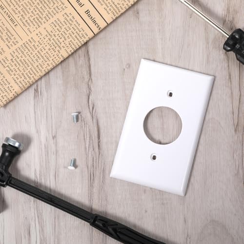 Piriuuo Round White Outlet Cover Plate, Single Outlet Plug Covers 4.53" X 2.76" Receptacle Cover with Two Screws, 220v - size: 11.5*7cm/4.53*2.76in