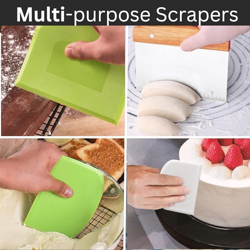 BOORIKA Dough Scraper & Bench Scraper Kitchen – Stainless Steel Sourdough Tools – Dough Cutter for Sourdough Bread, Pizza, and Flat Top Griddles – Chef Approved (Light) - color: Light