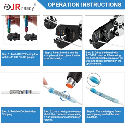 JRready ST6385-12-10 Yellow Heat-Shrink Crimp Butt Splice 16-12 AWG (M81824/1-3 Equivalent), Solderless Connector with Alternative Temp. Heat Shrinkable PVDF(-55~150°C) and PE(-55~125°C) Tube - color: 12#Yellow-10Sets