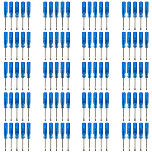 100pcs 45mm x 2mm Tiny Size Slotted Word Flat Head Screwdrivers - color: Blue, size: 2.0mm - (Slotted)