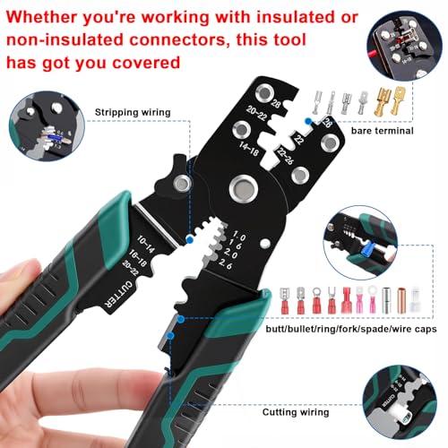 smseace 1100Pcs Wire Connectors Kit with Crimping Tool Packed in Handheld box 22-10AWG Insulated Wire Crimp Spade/Fork/Ring/Butt Electrical Speaker Wire Connector - size: 1100Pcs