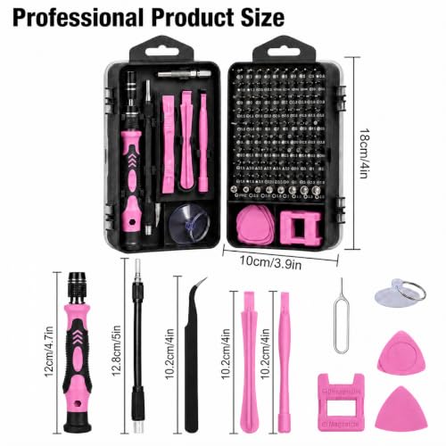 115-in-1 Small Screwdriver Set,Precision Screwdriver Set, Professional Repair Tool Kit for Phone, Computer, Watch, Console, Eyeglass and Electronic, Men Tools Gift Pink - color: Pink