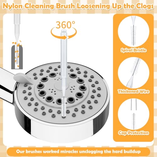 80 Pcs Shower Head Cleaner Tool–Showerhead Cleaning Brushes + Stainless Steel Picks, Small Hole Crevice Cleaning Brush for Shower Head, Shower Head Cleaner for Clog Removal & Hard Water Deposit(White) - color: White