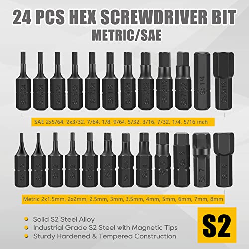 AEJ 49-Pack Screwdriver Bit Set, Hex Bit Set, Hex Head Drill Bits Set
