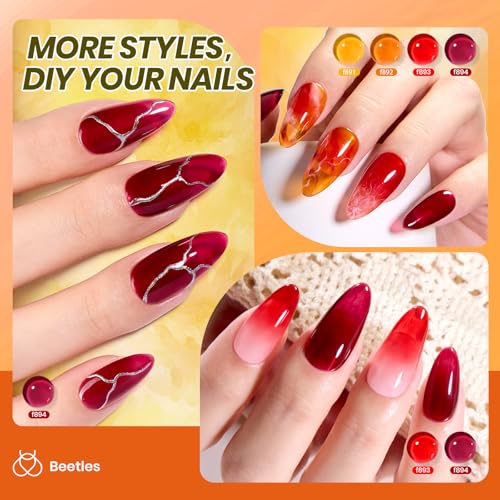 Beetles Jelly Gel Nail Polish Set, 6 Colors Fall Gel Polish Kit - color: 0-0-Autumn Prism