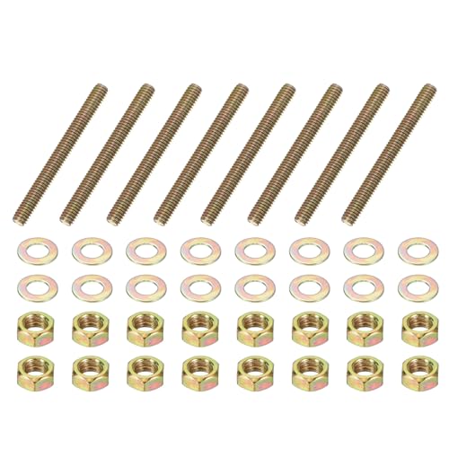 PATIKIL 5/16" x 3" Color Zinc Fully All Thread Rod, 8 Pcs Carbon Steel Long Threaded Screw Stud Bolts for Furniture Garden Mounting Assembly Fastening - size: 5/16" x 3"