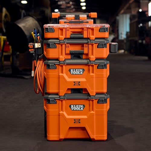 Klein Tools 54400MBX MODbox Tall Compartment Box, Full-Width Tool Organizer, Small Parts Tool Box with 20 Compartments, 9 Removable Bins for Fasteners, Stackable Module - size: Component Box