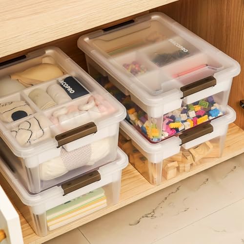 17QT Clear Plastic Craft Storage Box with Removable Tray & Lid - 2 packs - size: 2Pack-17QT