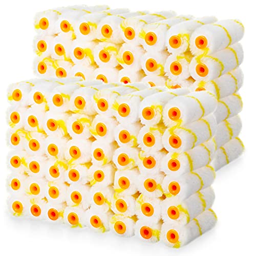 Leumoi 400 Pieces 4 Inch Mini Paint Roller Cover Bulk Small Microfiber 1/2" Nap for Paint Roller for House Painting Brush Supplies, DIY Craft Home Wall Repair Tool Kit Set