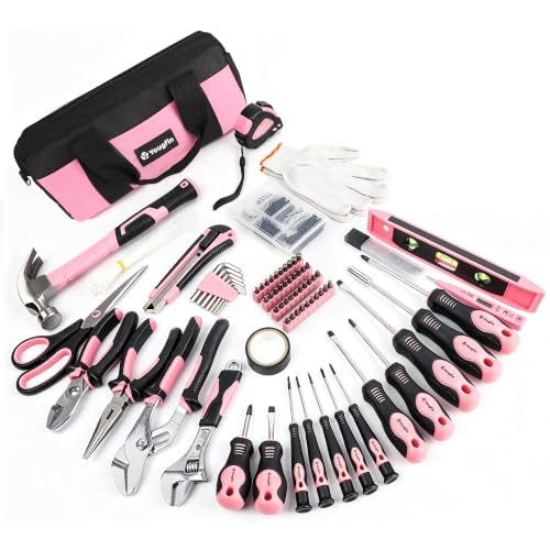 215-Piece Pink Home Tool Kit with Storage Bag for DIY