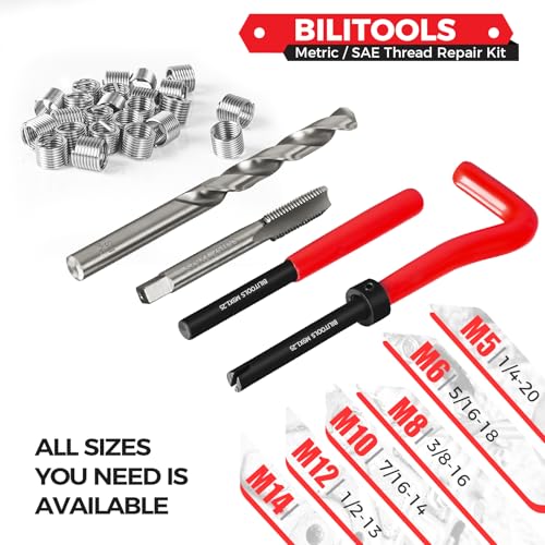 BILITOOLS M9x1.25 Helicoil Thread Repair Kit Metric, HSS Drill Heli Coil Repair Kit - size: M9 x 1.25, style: Metric