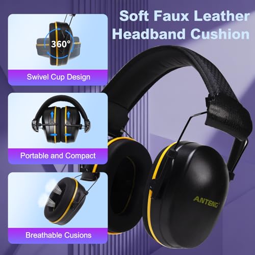29dB Ear Muffs for Noise Reduction, Retractable Hearing Protection for Shooters, Foldable Noise Cancelling Headphones Kids, Sound Proof Headphones for Adults, for Shooting, Construction, Mowing