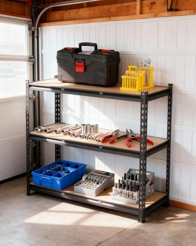 36x24x36 Heavy Duty Garage Storage Shelves,3-Tier Metal Shelving Units - size: 36x24x36