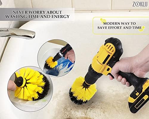 3 Pcs Drill Brush Attachments for Cleaning, Nylon 2/3.5/4 in Heads