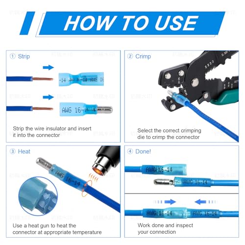 320PCS Heat Shrink Bullet Connectors, Male Female