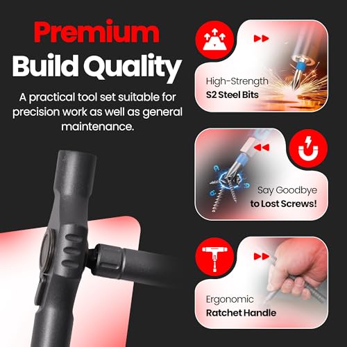 34 in 1 Magnetic Screwdriver Set, Magnetic Ratchet Screwdriver Set with Multi-Bit Ratcheting Handle & Bit Magnetizer, Compact Repair Tool Kit with Storage Case for Furniture, Computer, Bicycle and DIY - size: 34 in 1