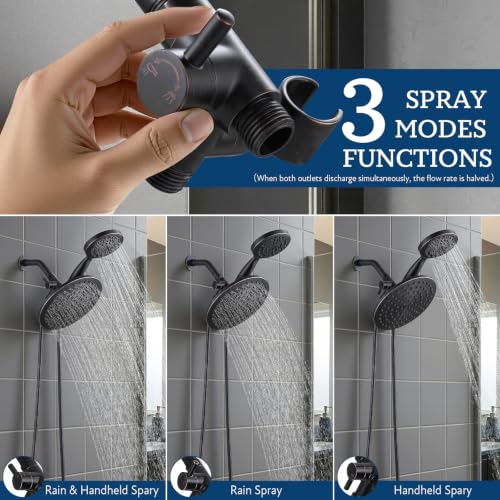 G-Promise Solid Metal Shower Head Diverter with Holder 3-Way - color: Oil Rubbed Bronze