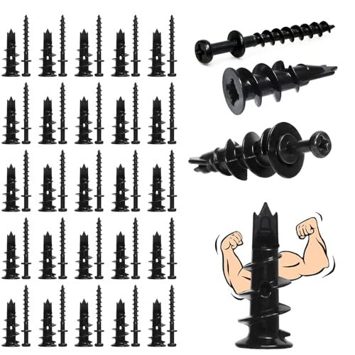 Double-Headed Bear Claw Screw & Anchor, Zinc Drywall Screws Picture Hangers - style: Black Zinc+Long