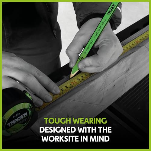 Tracer Carpenter Pencils Hard Lead 4H 12 Pack with Sharpener