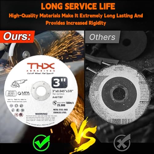 THX 3 Inch Cut Off Wheel,Long-Lasting Thin Cutting Wheel,60 Pack - size: 3" x 0.045" x 3/8"