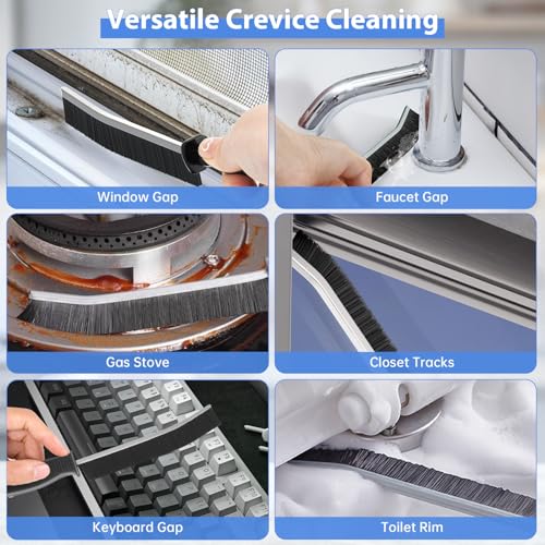 PUFTEM Crevice Cleaning Brush, Hard Bristle Multifunctional Cleaning Brush Tool, Gap Scrub Brush, Cleaning Tools for Narrow Gaps, Grout, Tile Seams, Window Tracks, Car Vents, 3PCS (6)