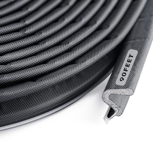 BBTO Weather Stripping Door Window Seal V-Shaped Foam Kerf,90 Feet,Black - color: Black, size: 90 Feet