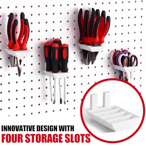 Zonon 4 Pcs Pegboard Scissor Holder 4 Slot White Plastic Hangers - color: White, size: 4 Slot
