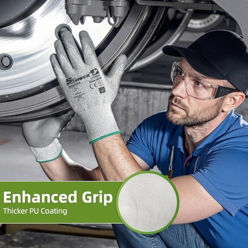 Schwer 6 Pairs A2 Cut Resistant Work Gloves, Ultra Durable, LT5636, M - size: Medium