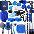 Qydipclin 38Pcs Car Detailing Kit, Car Detailing Brush Set, Car Wash Cleaning Kit, Car Detailing Brushes, Professional Car Care Kit for Interior Exterior Wheels, Blue - size: 38pcs