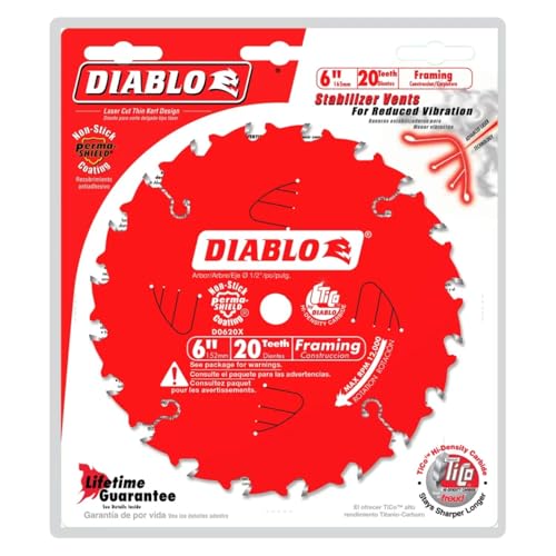 Diablo Framing Saw Blade - 6" Diameter, 20 ATB Teeth, 1/2" Arbor - size: 1/2" Arbor x 6" Dia