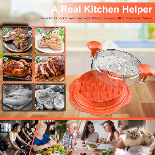 Chicken Shredder Tool Twist Large Meat Shredder with Brush&Fork, Orange - color: Orange