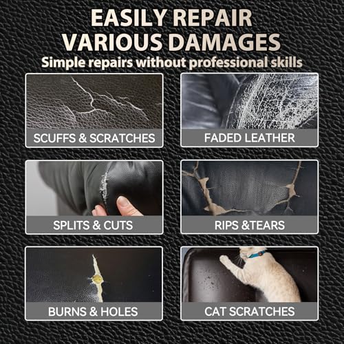 Black Leather Repair Kit for Furniture, Leather Couch Repair Kit
