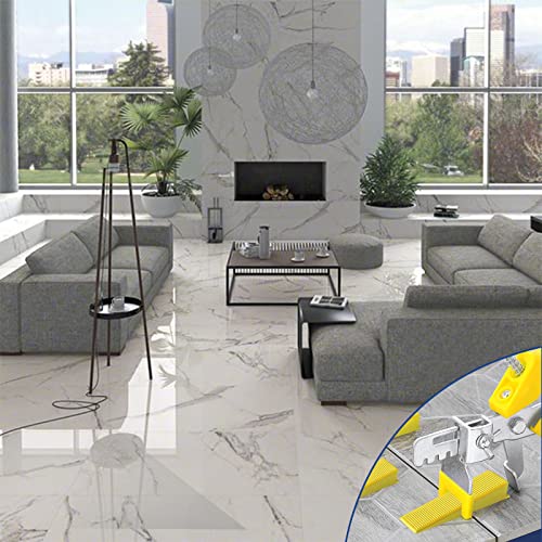 Tile Leveling System with Tile Plier and Rubber Mallet Tile Leveler Tool | 1000 Piece Tile Spacers Clips and 200 Piece Reusable Wedges Kits for Tile and Stone Installation (1/8 Inch) - size: 1/8