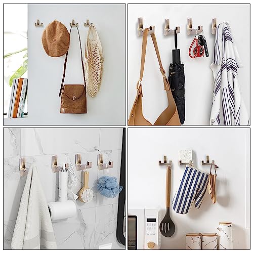 5 Pack Heavy Duty Coat Hook Wall Mount with Screw Retro Double Coat Hook Utility Hook for Coats, Scarves, Bags, Towels, Keys, Hats, Mugs (Bronze) - color: Brown