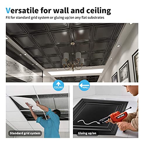 Art3d PVC Ceiling Tiles, 3D Plastic Sheet in Black, 2 x 2 ft, 12-Pack - color: Square Black, size: 24"x24"