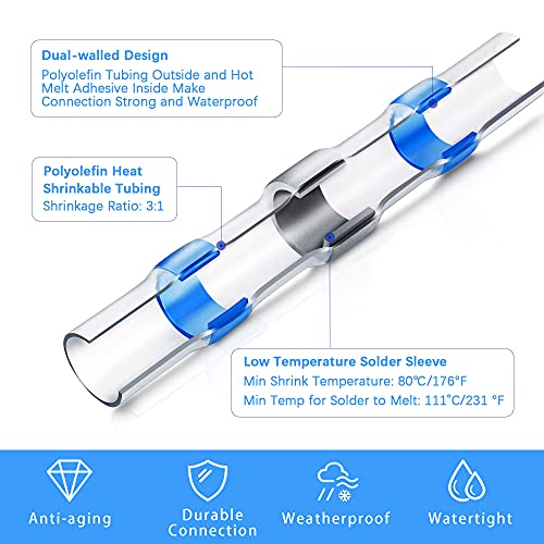 Kuject Heat Shrink Solder Seal Wire Connectors Kit 200PCS