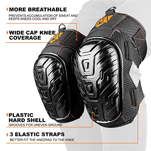 Construction Knee Pads for Men and Women for Cleaning Floors Roofing Gardening,Heavy Duty Support Knee pads with Gel and Thick Foam Cushion and Improved Adjustable Thigh and Shin Straps