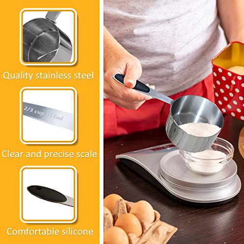2PCS 2/3cup(158ml) Measuring Cup, Stainless Steel Measure Scoop - size: 2/3cup